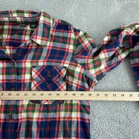 Eddie Bauer Womens Plaid Flannel Shirt PXL Long Sleeve 100% Cotton 5824 - Picture 5 of 8